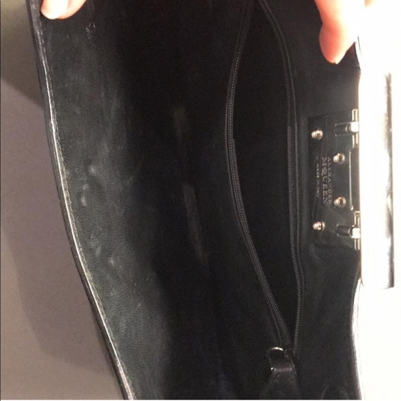 Alexander McQueen Glossy Black Clutch with Metallic Detail - Picture 5 of 8